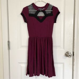 Hot Topic Burgundy Skater Dress